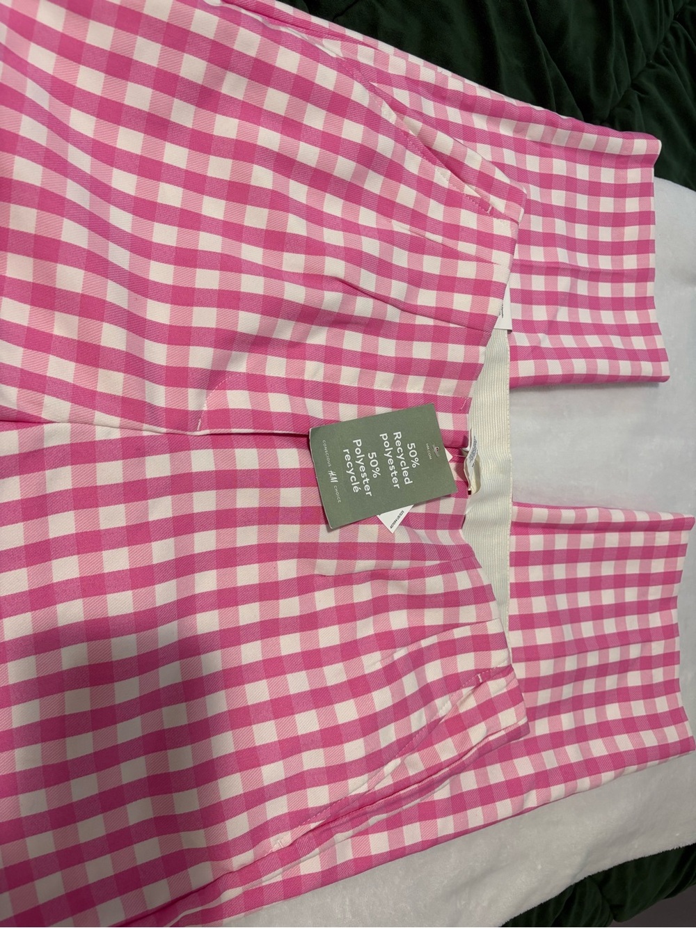 H&M Pink Gingham Wide Leg Pants – Size 8 – NWT